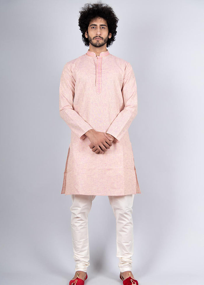 2 Pc Pink Cotton Kurta Pajama Set