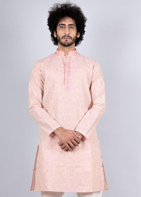 2 Pc Pink Cotton Kurta Pajama Set