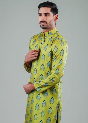 2 Pc Green Dupion Silk Kurta Pajama Set