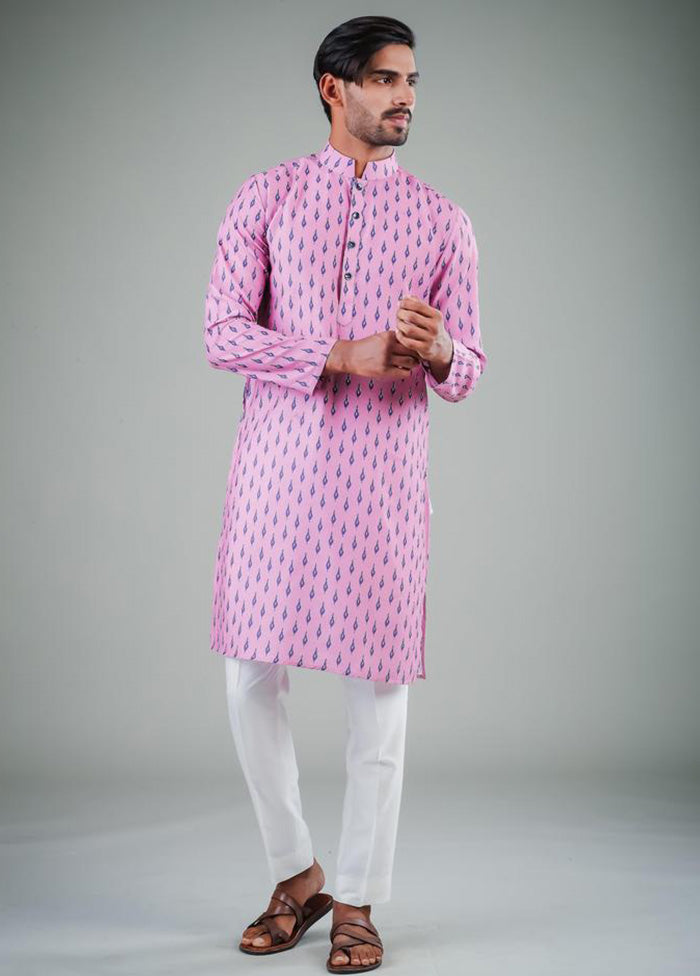 2 Pc Pink Dupion Silk Kurta Pajama Set