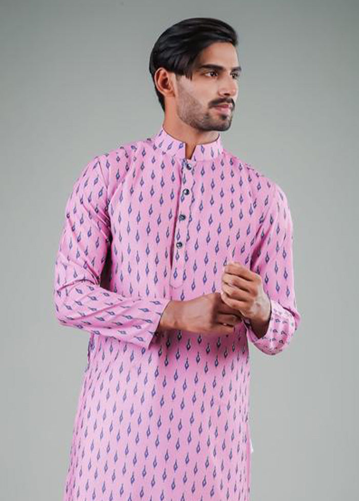 2 Pc Pink Dupion Silk Kurta Pajama Set