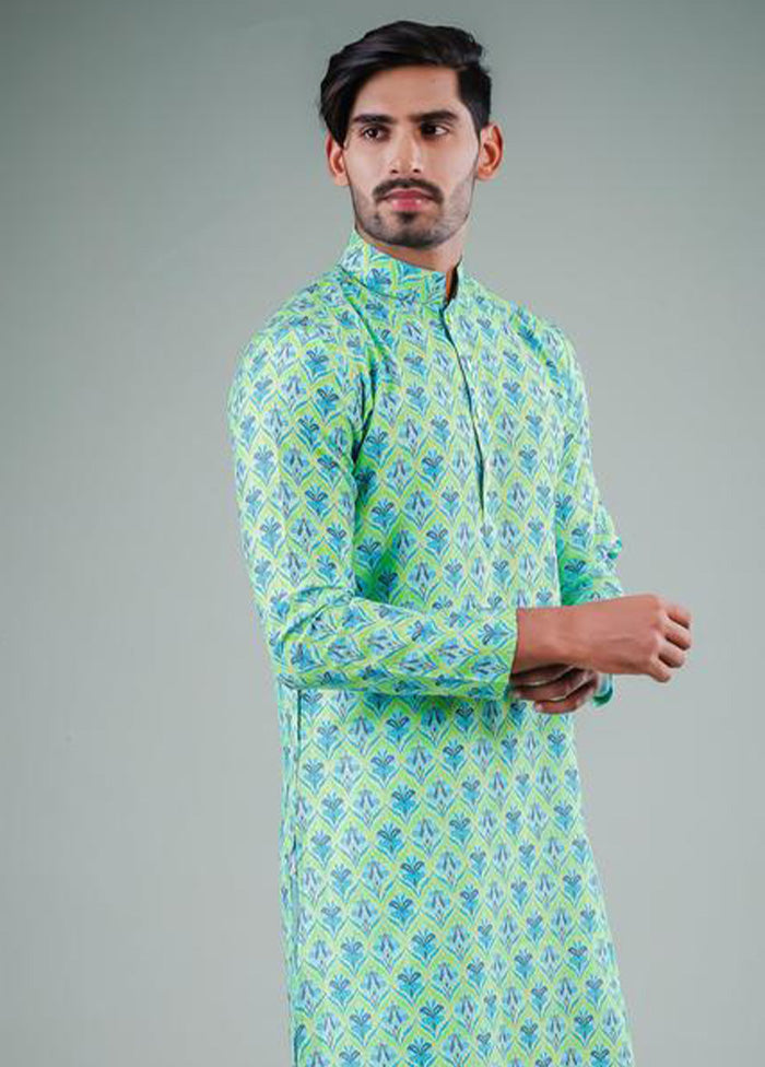 2 Pc Green Dupion Silk Kurta Pajama Set