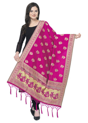 Pink Jacquard Dupatta