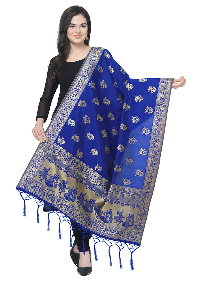 Royal Blue Jacquard Dupatta