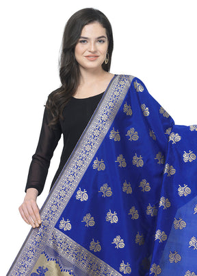 Royal Blue Jacquard Dupatta