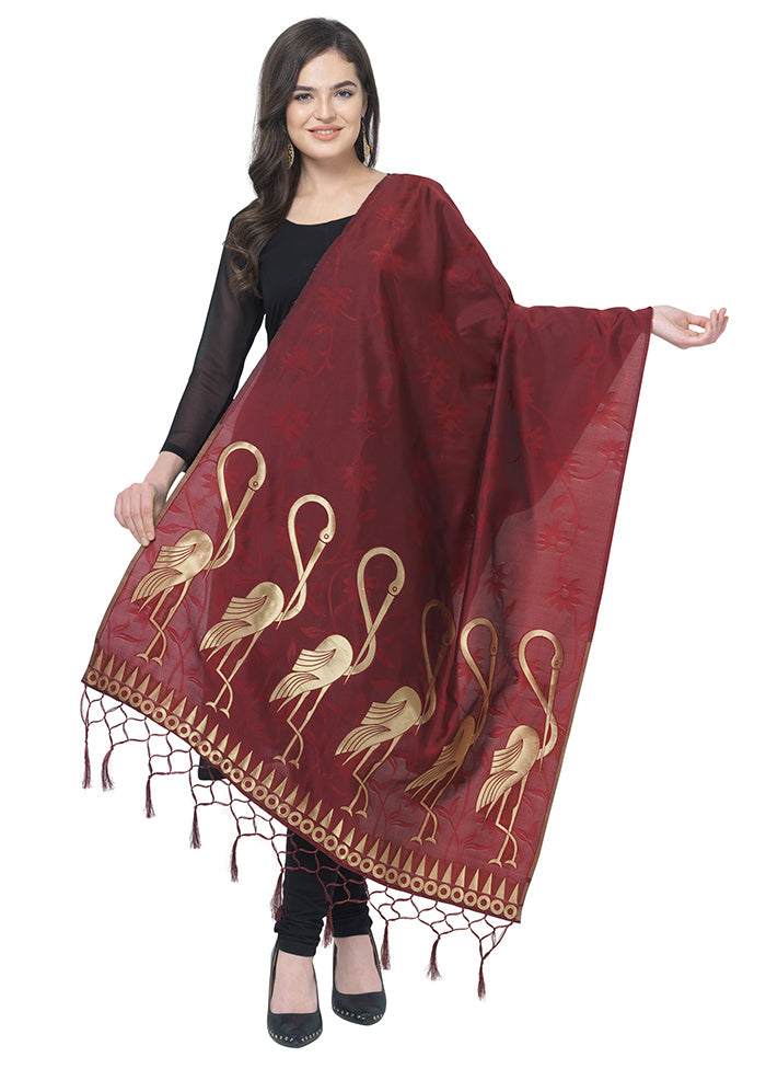 Maroon Jacquard Dupatta