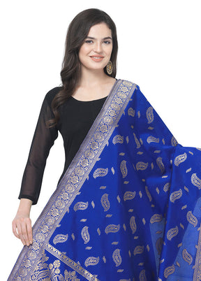 Royal Blue Jacquard Dupatta