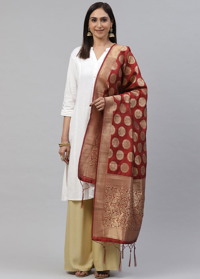 Maroon Art Silk Dupatta