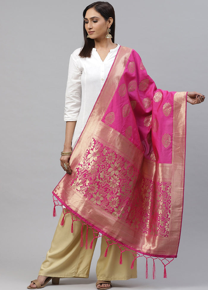 Pink Art Silk Dupatta