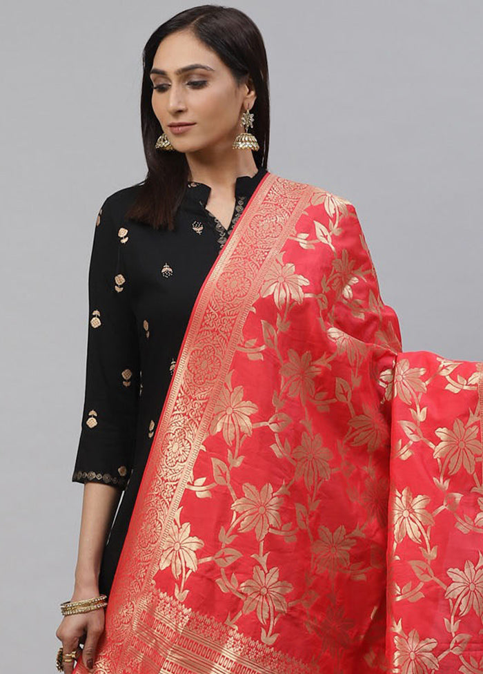 Red Art Silk Dupatta