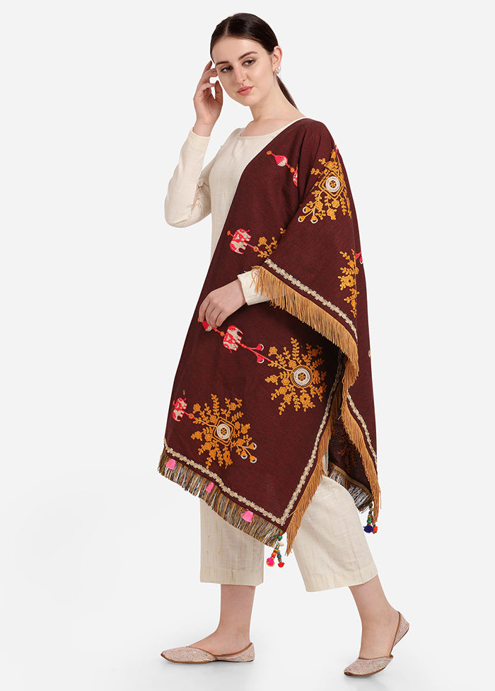 Maroon Cotton Khadi Dupatta