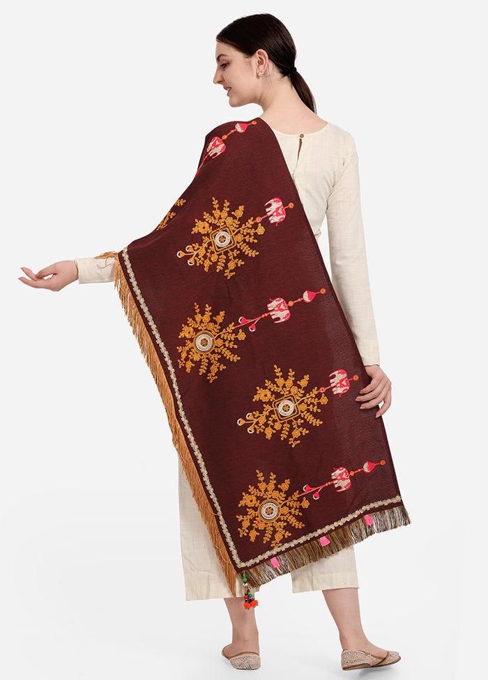 Maroon Cotton Khadi Dupatta