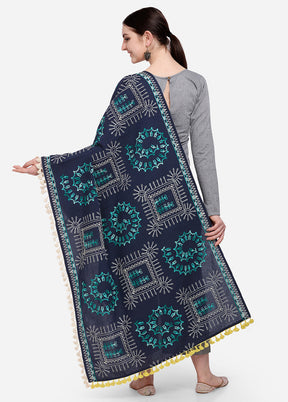 Navy Blue Cotton Khadi Dupatta