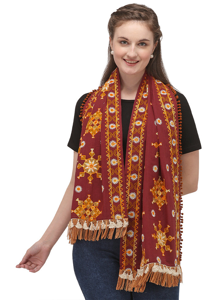 Maroon Cotton Khadi Dupatta