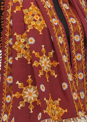 Maroon Cotton Khadi Dupatta