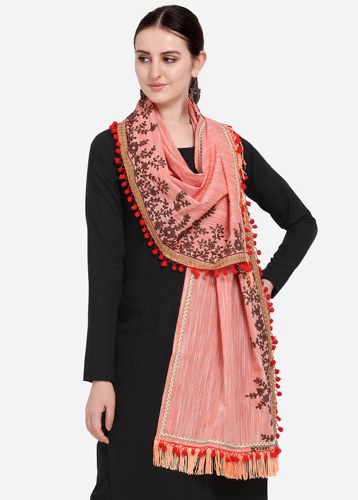 Peach Cotton Khadi Dupatta