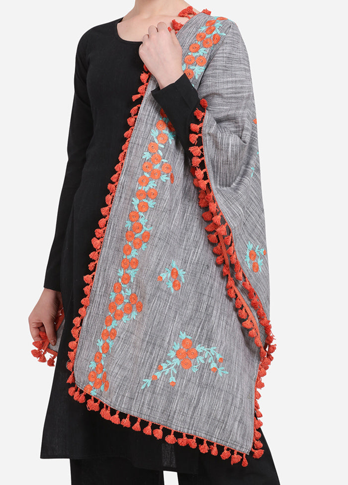 Grey Cotton Khadi Dupatta