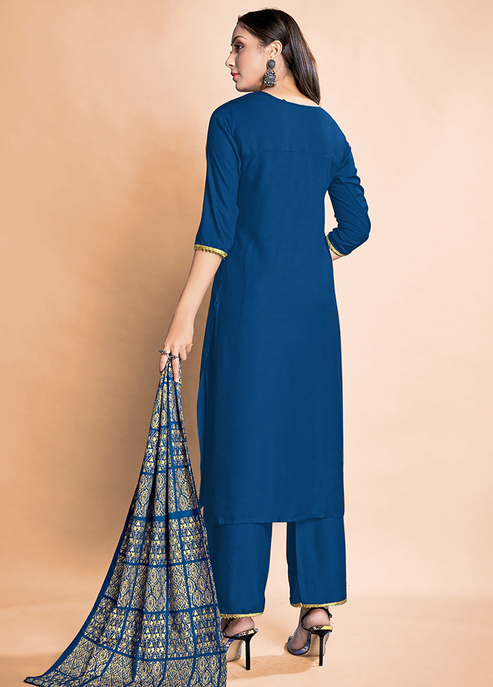 3 Pc Blue Readymade Rayon Suit Set