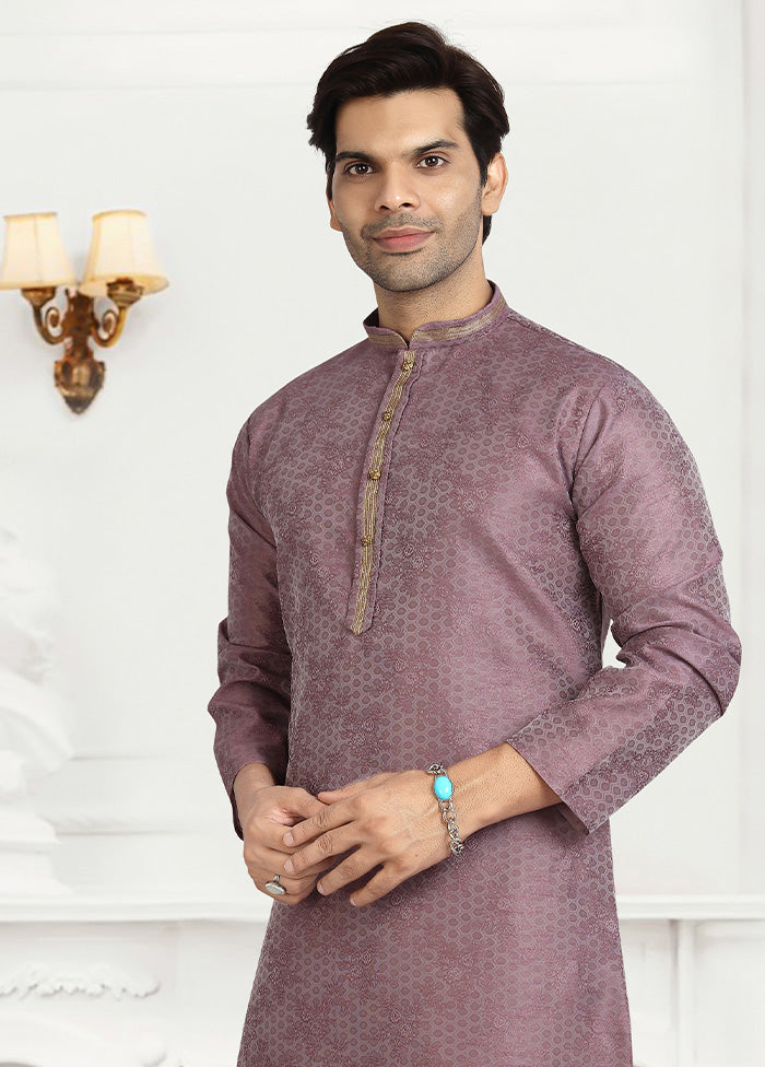 2 Pc Purple Dupion Silk Kurta Pajama Set