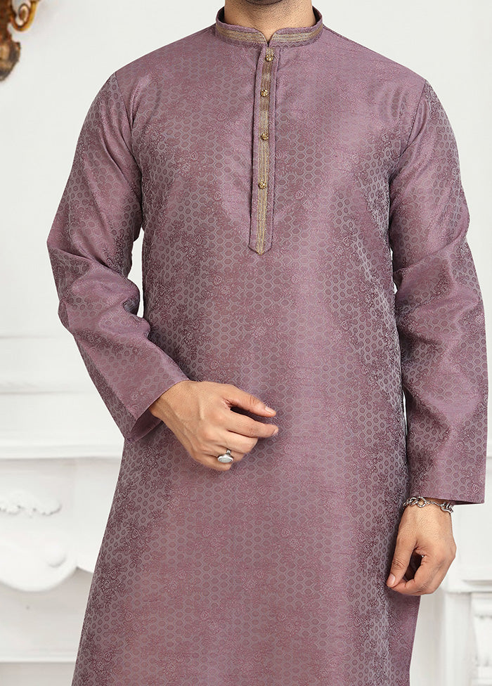 2 Pc Purple Dupion Silk Kurta Pajama Set