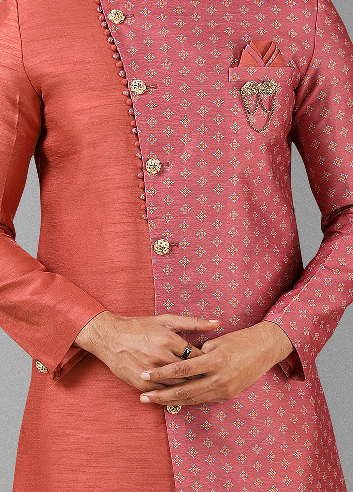 2 Pc Pink Dupion Silk Kurta Pajama Set