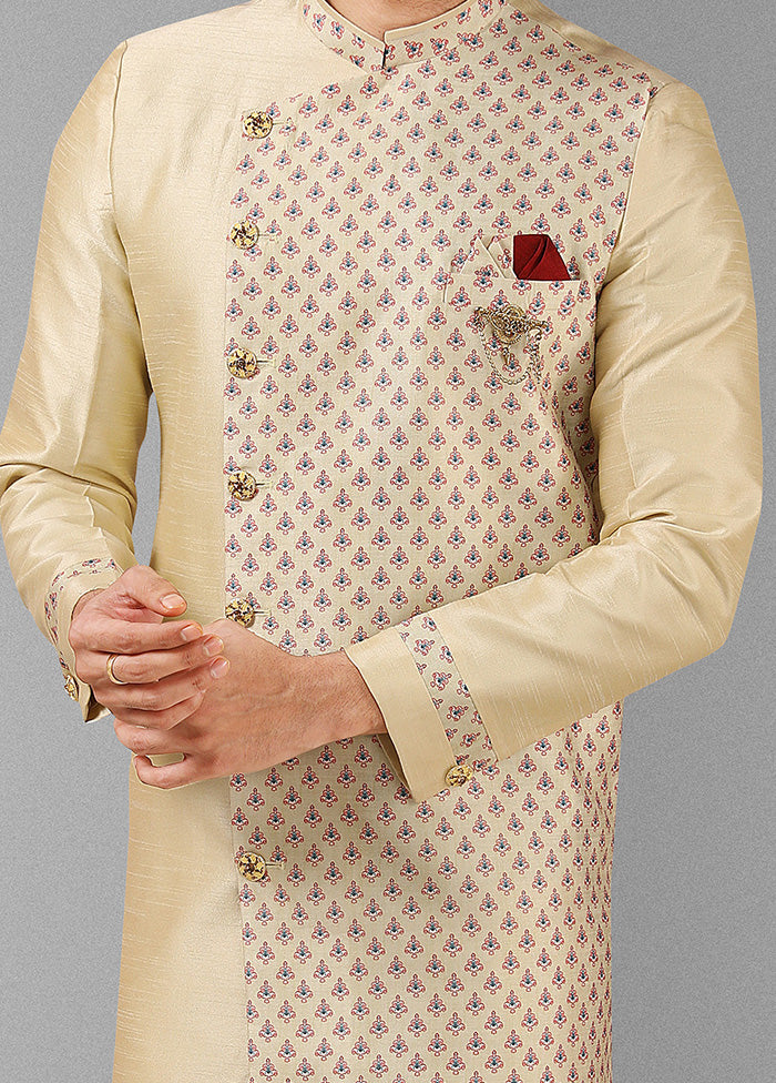 2 Pc Cream Dupion Silk Kurta Pajama Set