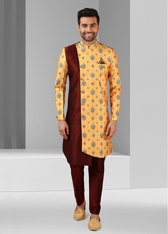 2 Pc Maroon Dupion Silk Kurta Pajama Set