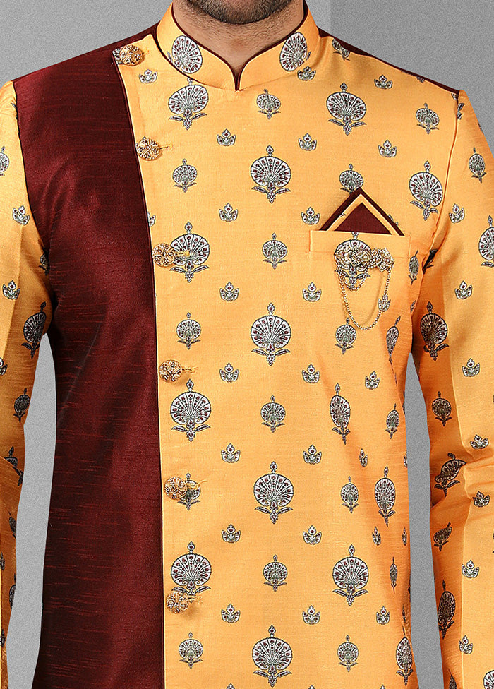 2 Pc Maroon Dupion Silk Kurta Pajama Set