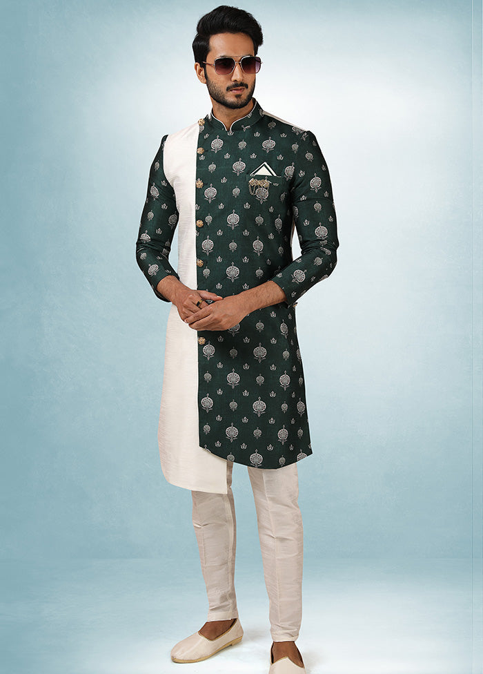 2 Pc Cream Dupion Silk Kurta Pajama Set