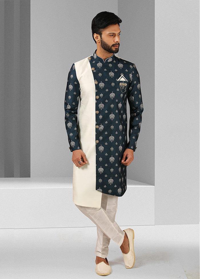 2 Pc Cream Dupion Silk Kurta Pajama Set