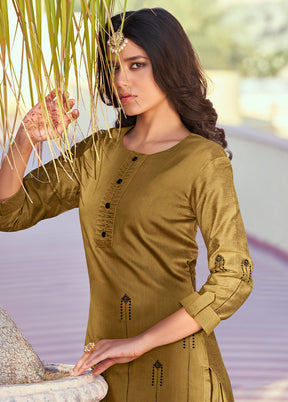 2 Pc Coffee Readymade Silk Kurti Set