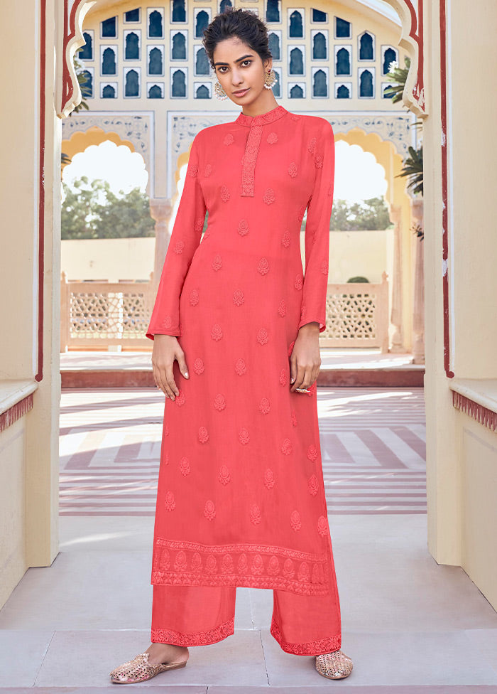 2 Pc Pink Readymade Georgette Kurti Set