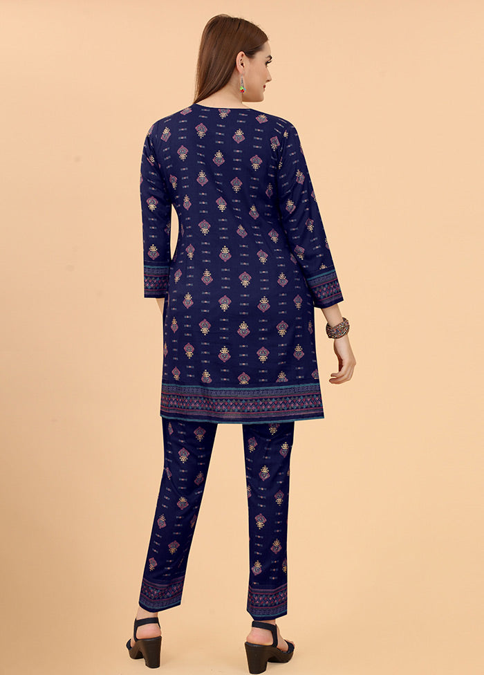 2 Pc Blue Readymade Viscose Kurti Set