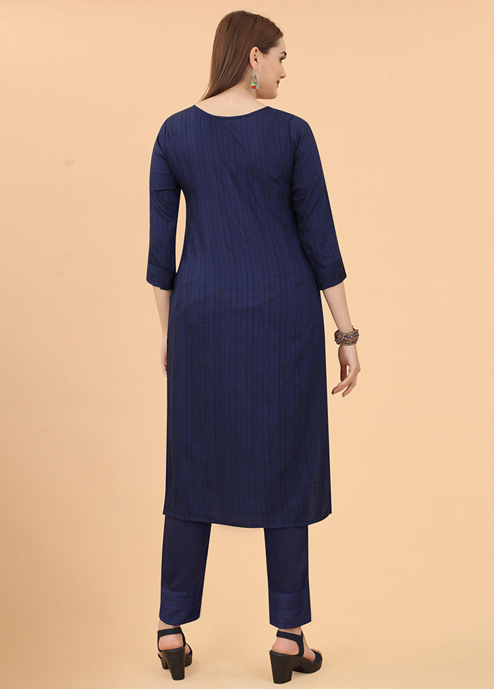 2 Pc Navy Blue Readymade Viscose Kurti Set