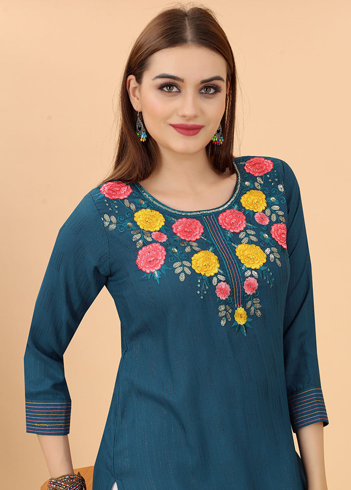 Blue Readymade Cotton Kurti