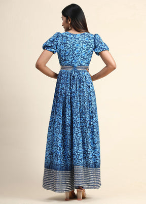 Blue Readymade Cotton Long Kurti