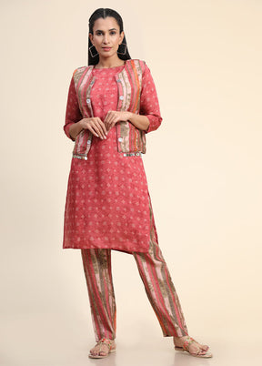 2 Pc Pink Readymade Viscose Kurti Set