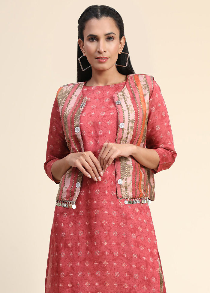 2 Pc Pink Readymade Viscose Kurti Set