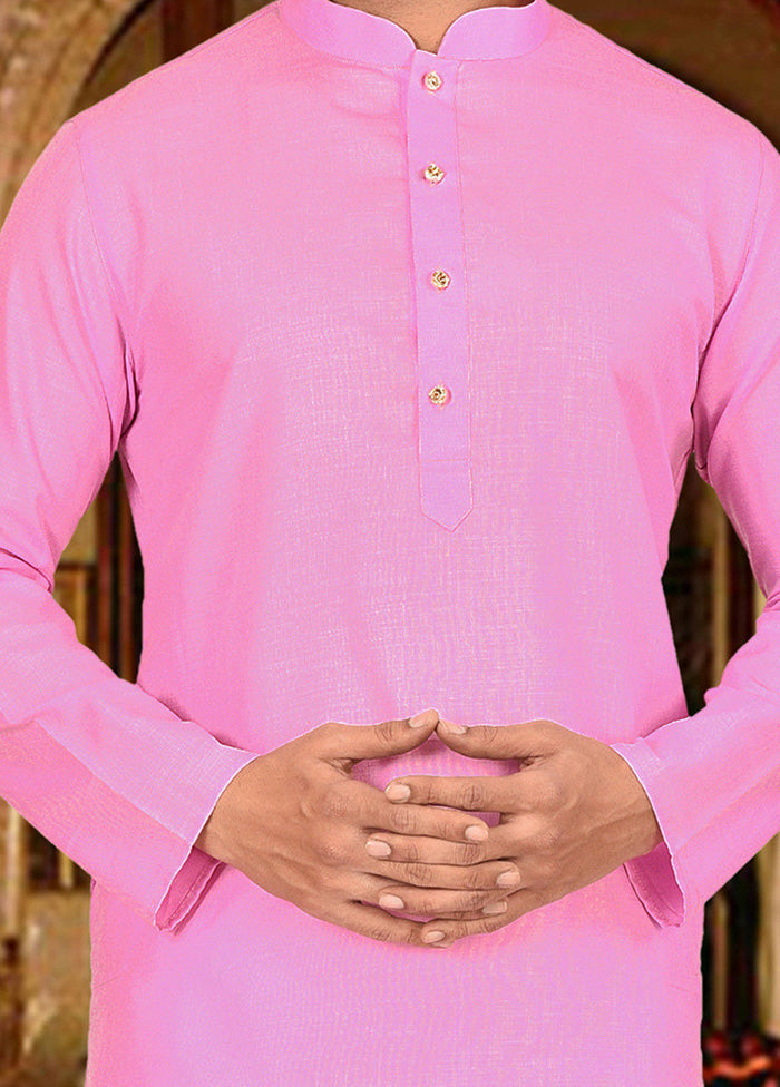 2 Pc Pink Cotton Kurta Pajama Set