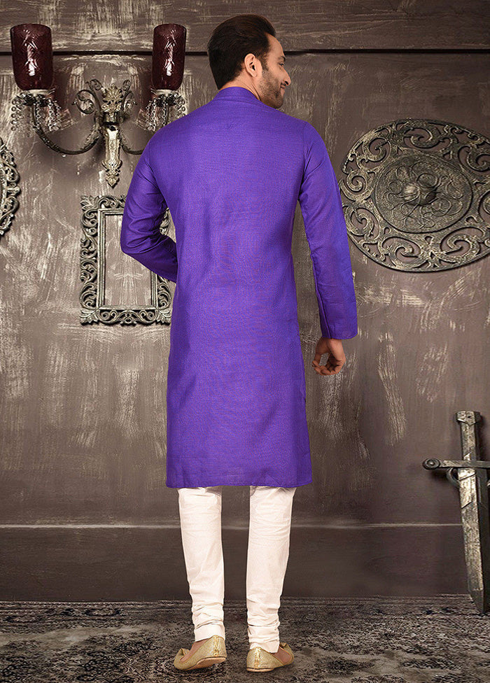 2 Pc Purple Cotton Kurta Pajama Set