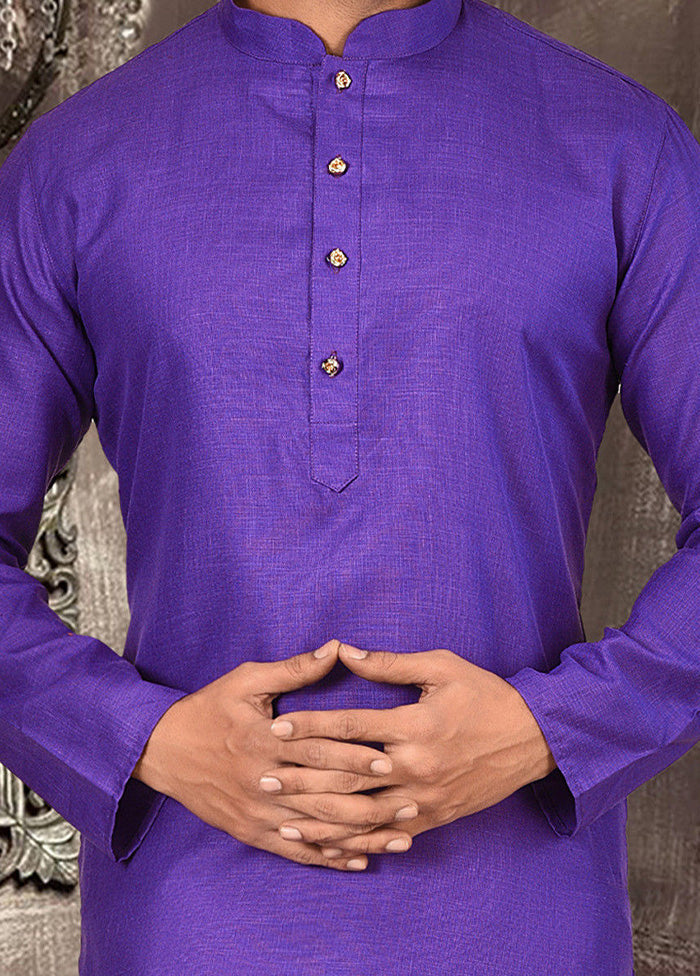 2 Pc Purple Cotton Kurta Pajama Set