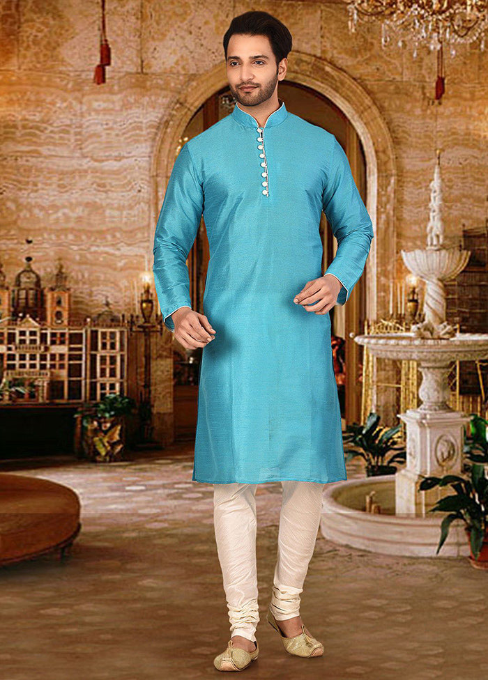 2 Pc Firoza Silk Kurta And Pajama Set