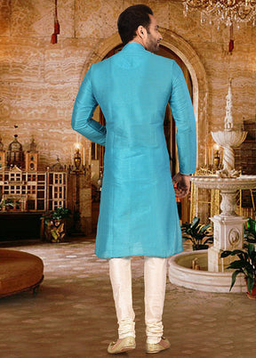 2 Pc Firoza Silk Kurta And Pajama Set