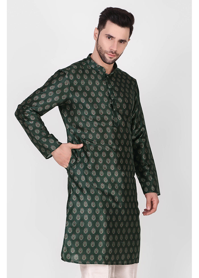 2 Pc Green Dupion Silk Kurta Pajama Set