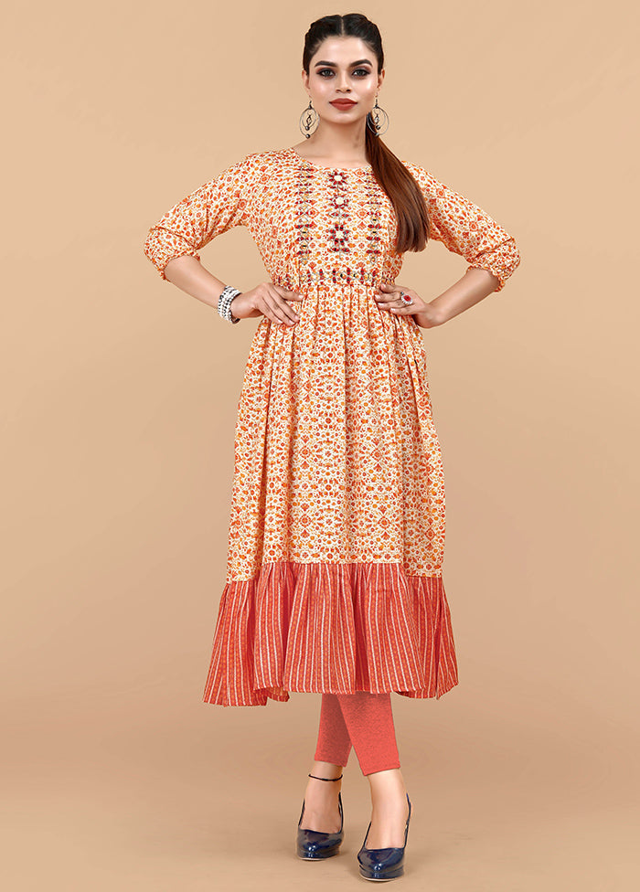 Peach Readymade Rayon Kurti