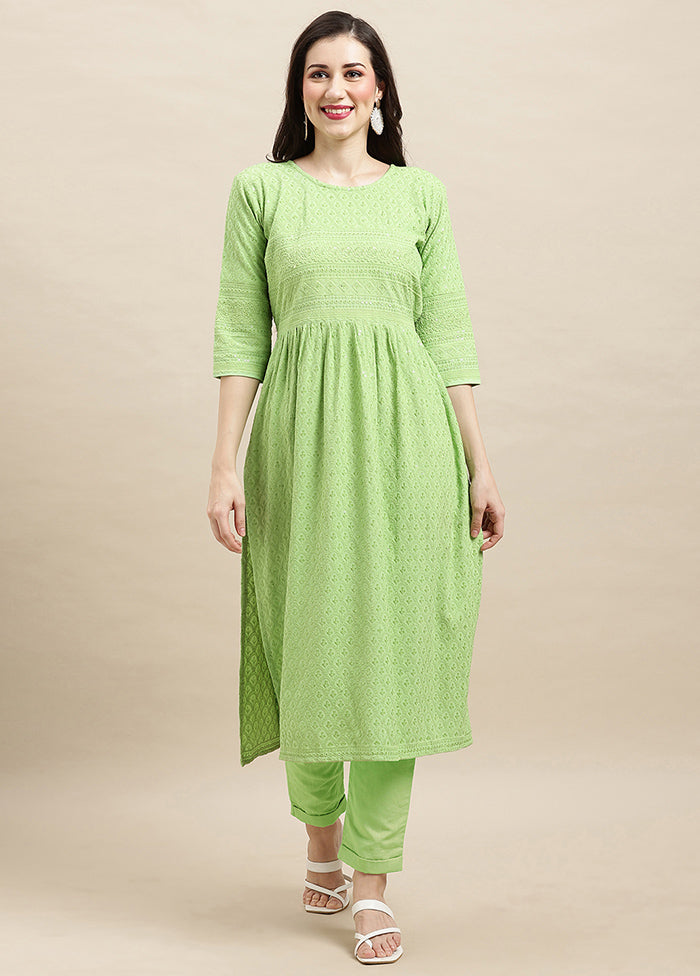 Green Readymade Rayon Kurti