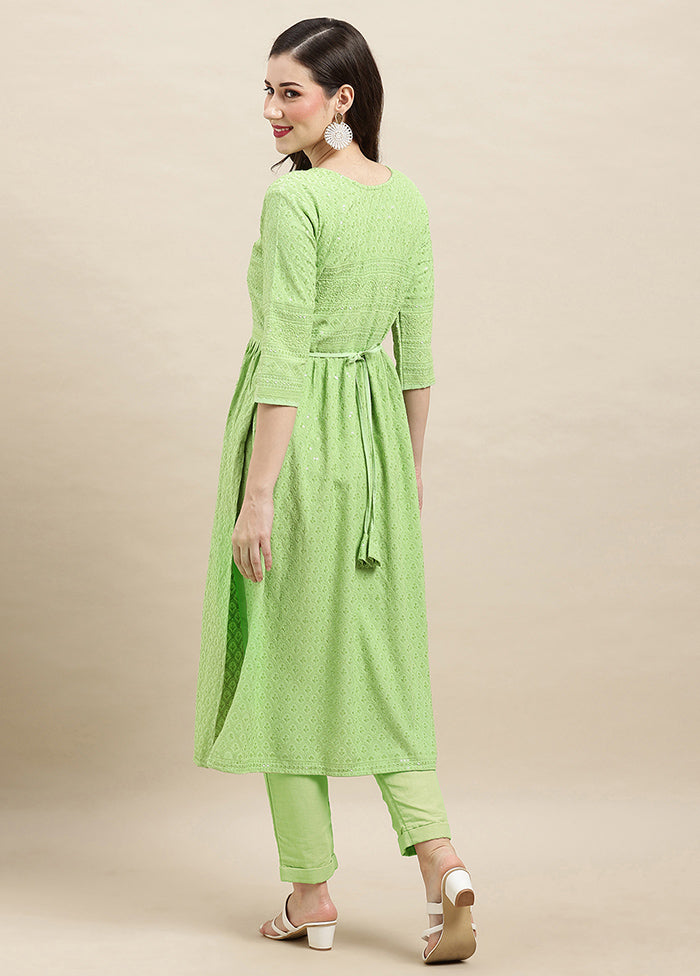 Green Readymade Rayon Kurti