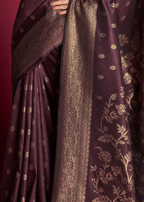 Wine Dupion Silk Saree With Blouse Piece