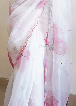 White Organza Saree With Blouse Piece