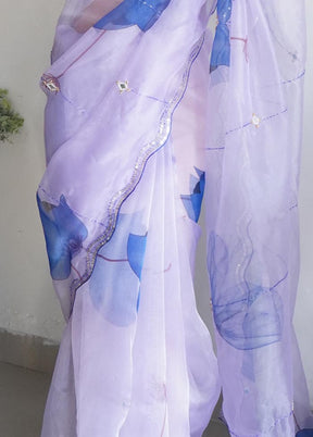 Purple Organza Saree With Blouse Piece